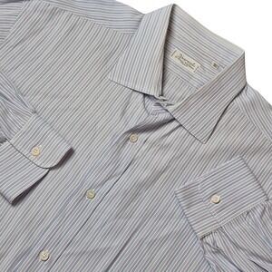 Charvet Men's L Button Up Shirt Striped Paris Luxury Designer Dress Shirt French